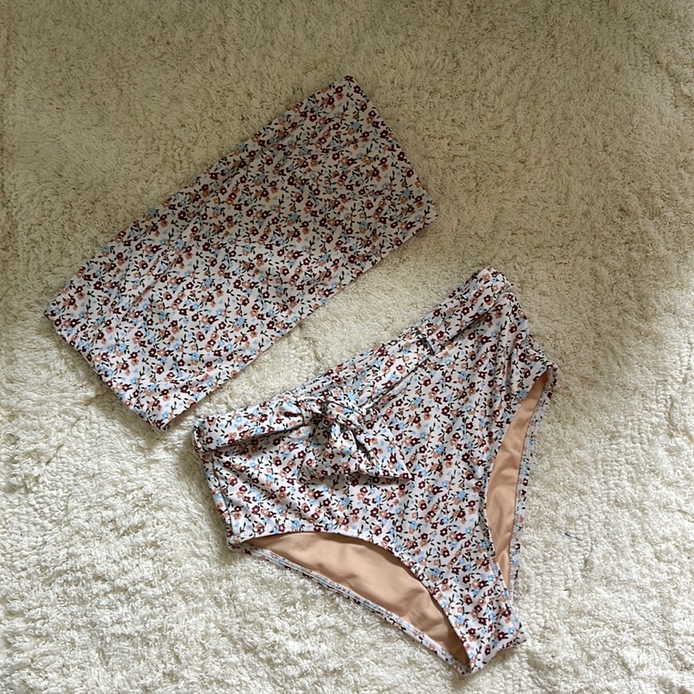 NWOT floral swim suit two piece bikini faithfull the brand